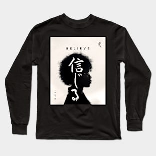 Japanese Aesthetic Graphic - Tokyo Japan Digital Paint Art - Believe Long Sleeve T-Shirt